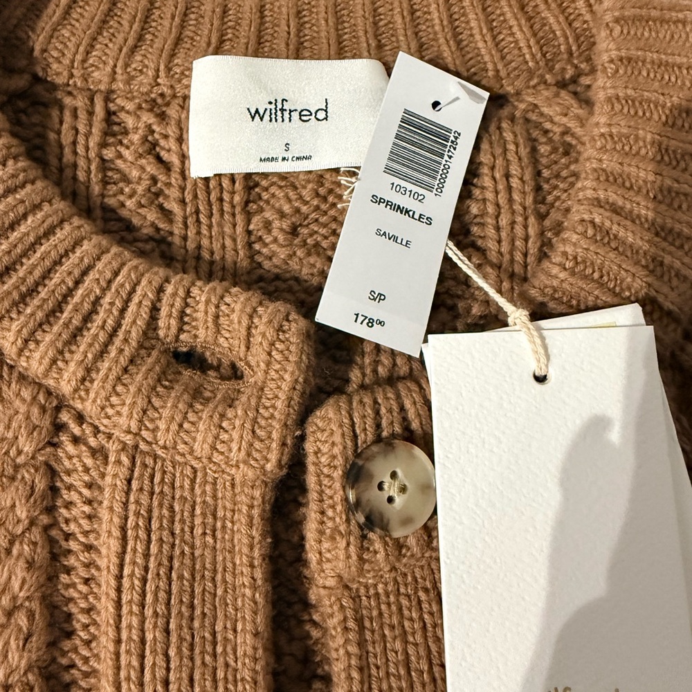 Wilfred Saville Ribbed Button-Front Cardigan — Camel Brown